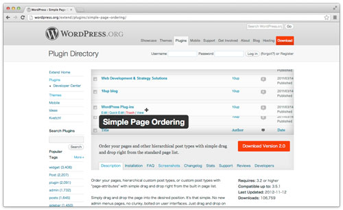[ Simple Page Ordering ] ドラッグ＆ドロップで固定ページの並び替えができる WordPress プラグイン