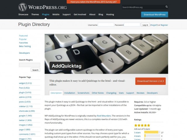 [ AddQuicktag ] WordPress の投稿エディタを拡張できるプラグイン